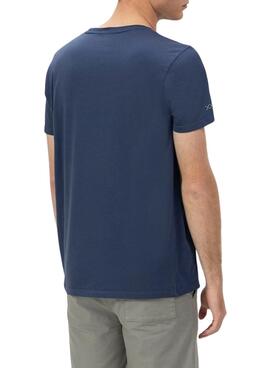T-Shirt  El Pulpo Basic mit marineblauem Kontraststick für Herren.