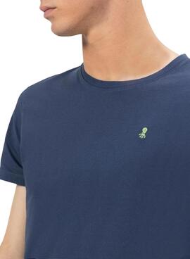 T-Shirt  El Pulpo Basic mit marineblauem Kontraststick für Herren.