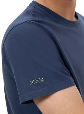 T-Shirt  El Pulpo Basic mit marineblauem Kontraststick für Herren.