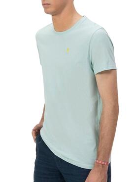 T-Shirt  El Pulpo bestickt in Kontrastbasis Türkis für Männer