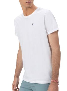 T-Shirt El Pulpo besticktes Kontrast-Basic-Weiß für Männer.
