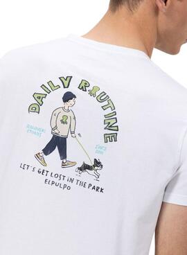 T-Shirt  El Pulpo  Bedruckt Daily Routine Weiß für Männer