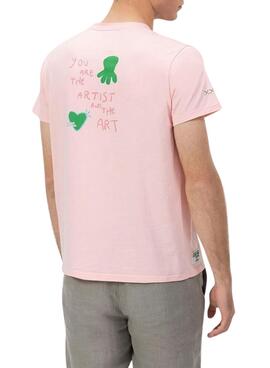 T-Shirt Der  El Pulpo   bedruckt The Artist in Rosa für Männer
