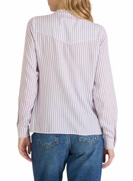 Bluse Naf Naf Streifen blau und rosa für Frauen