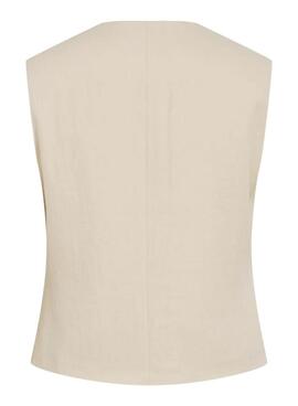 Das ärmellose Vila Viflea maßgeschneiderte beige Weste für Frauen.