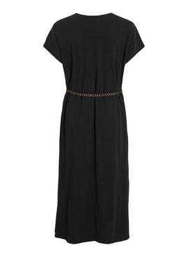 Kleid Vila Viverano in Schwarz mit Gürtel für Damen