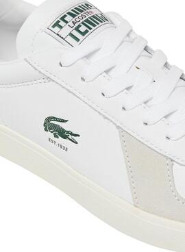 Weiße Lacoste Baseshot Pro-Lederturnschuhe für Männer