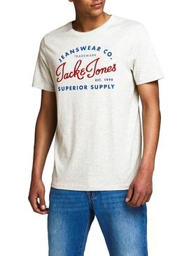 T-Shirt Jack and Jones Logo Weiß Herren