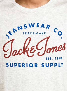 T-Shirt Jack and Jones Logo Weiß Herren