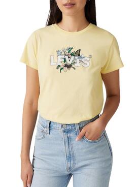 Levis Perfektes Logo-Gelb-T-Shirt für Frauen.