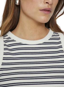 T-Shirt Vila Visola gestreiftes Marine-Print für Frauen.