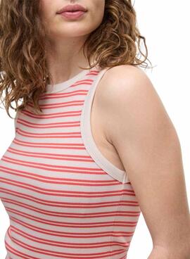 T-Shirt Vila Visola mit Korallenstreifen für Frauen