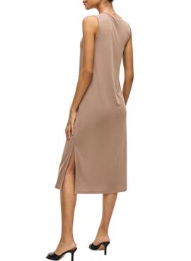 Kleid Vila Vimodala Midi in Toastfarbe für Frauen.