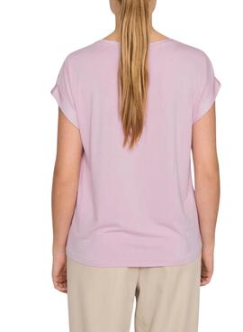 T-Shirt Vila Viellette Satin Rosa für Damen.