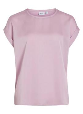 T-Shirt Vila Viellette Satin Rosa für Damen.