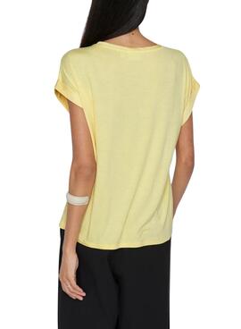 T-Shirt Vila Viellette Satin gelb für Damen