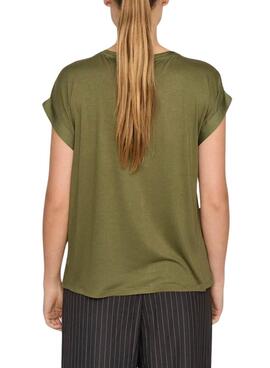  VIELLETTE S/S SATIN TOP Kapulet Olivenöl