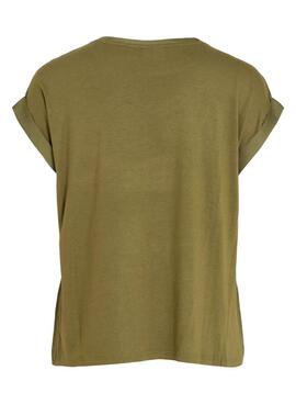  VIELLETTE S/S SATIN TOP Kapulet Olivenöl