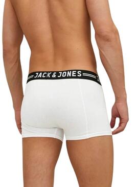 Pack 3 Boxershorts Jack and Jones Sense schwarz, grau und weiß für Männer.