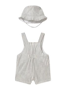  Jumpsuit Mayoral natürliche gestreifte beige Mütze für Babys