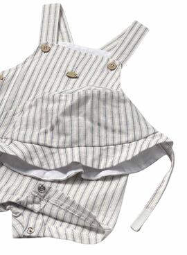  Jumpsuit Mayoral natürliche gestreifte beige Mütze für Babys