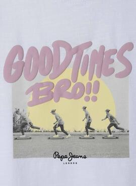 T-shirt Pepe Jeans Frankie in Weiß für Jungen