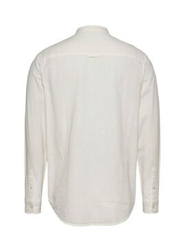 Hemd Tommy Jeans Leinen Mao weiß für Herren