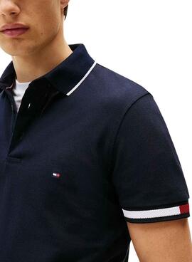 Polo  Tommy Hilfiger Flag Cuff Marine für Männer