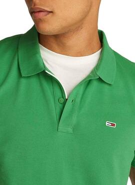 Polo Tommy Jeans Slim in grün für Herren.