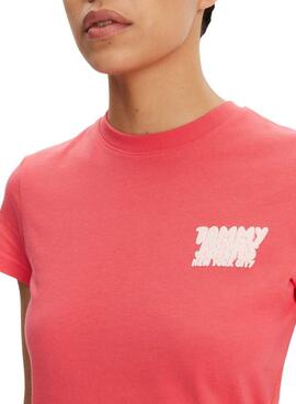 T-shirt Tommy Jeans Bubble Koralle für Damen