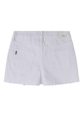 Kurze Jeansshorts von Pepe Jeans in A-Linie für Mädchen in Weiß.