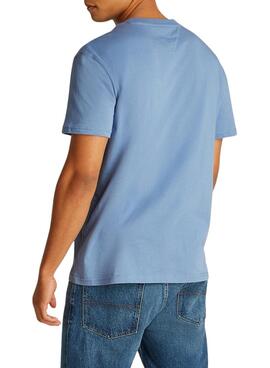T-Shirt Tommy Jeans Linear Logo Blau für Herren
