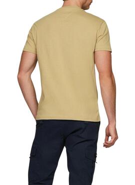 T-Shirt Tommy Jeans Linear Logo beige für Herren