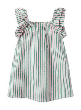 Kleid Name It Filone rosa gestreift für Mädchen.