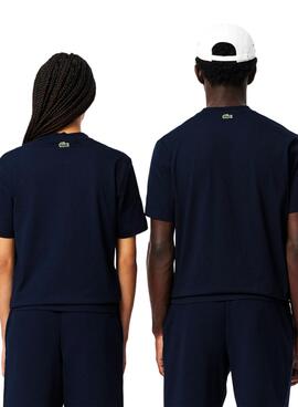 Lacoste T-Shirt mit dunkelblauem Logo für Damen und Herren