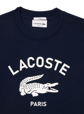 Lacoste T-Shirt mit dunkelblauem Logo für Damen und Herren
