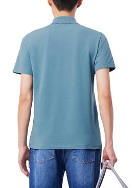 Grundlegendes Lacoste-Poloshirt mit blauen Rippenbündchen für Herren.