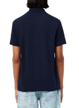 Lacoste Polo mit gerippten Bündchen in Marineblau für Herren