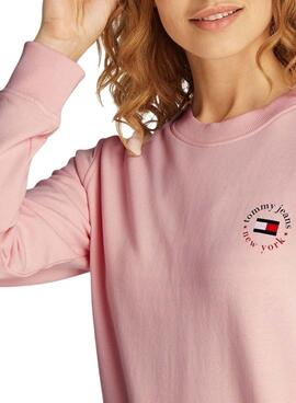 Sweatshirt Tommy Jeans Essential Logo pink für Frauen