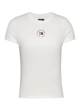 T-shirt Tommy Jeans Slim Damen  in Weiß.