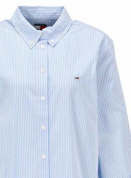 Tommy Jeans Pinstripe Hemd in Blau und Weiß für Damen