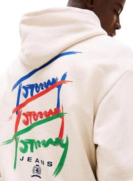 Sweatshirt Tommy Jeans Signature beige für Männer.