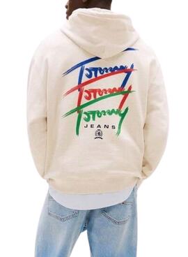 Sweatshirt Tommy Jeans Signature beige für Männer.