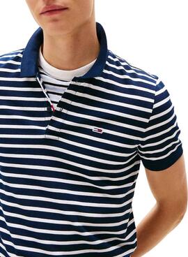 Polo Tommy Jeans gestreift blau und weiß