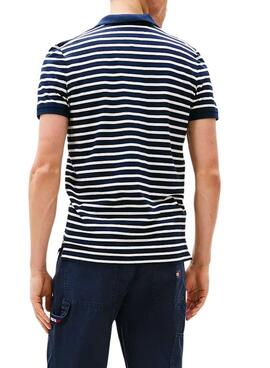 Polo Tommy Jeans gestreift blau und weiß