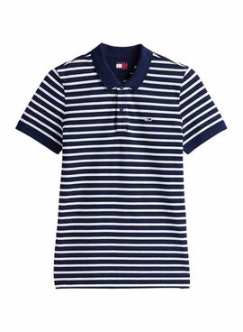 Polo Tommy Jeans gestreift blau und weiß