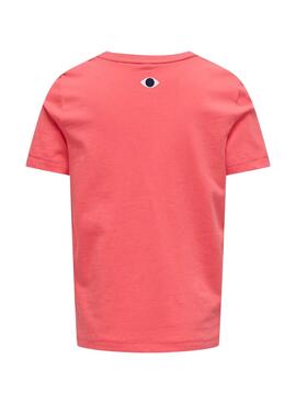 T-shirt Only Kids Koghappy Life in rosa für Mädchen.