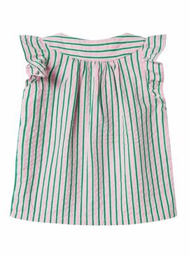 Bluse Name It Filone gestreifte rosa und grüne für Mädchen