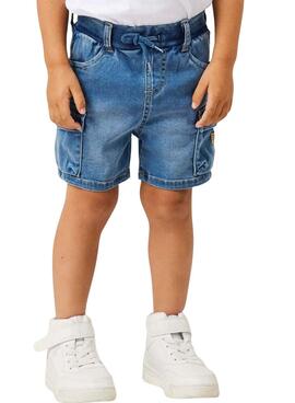Bermuda Name It Ben Baggy blauer Denim für Mädchen