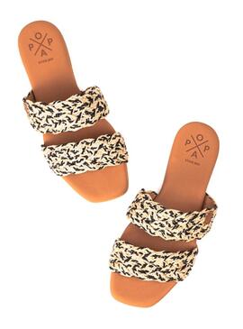Sandalen Popa Surim Ruma in Schwarz und Beige für Frauen.